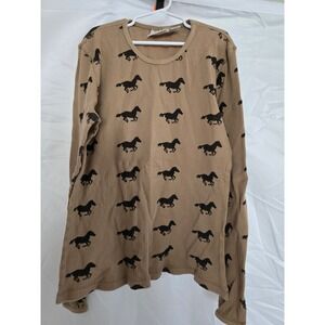 Rods Kids Long Sleeve Horse Print Thermal Shirt Size M
